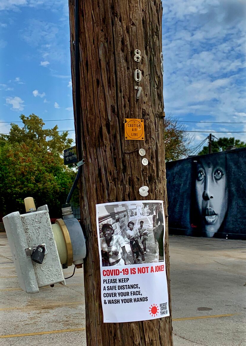 A poster for the "RESIST COVID/TAKE 6!" public art campaign by artist Carrie Mae Weems calls...