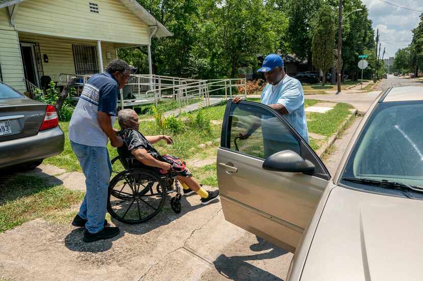 William Lindsey, a 72-year-old Vietnam War veteran, helps move his wife Pearlie Lindsey, 77,...