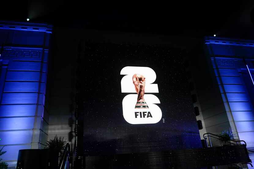 The logo for the 2026 World Cup is shown on a screen outside Griffith Observatory in Los...