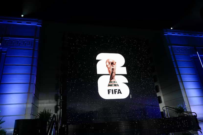 The logo for the 2026 World Cup displayed on a screen outside Griffith Observatory in Los...