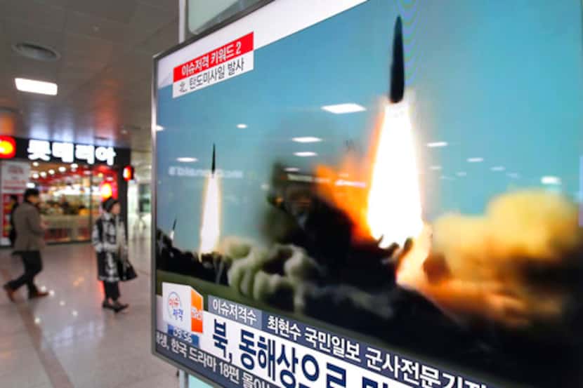 Imágenes del lanzamiento de misil por parte de Corea del Norte. Foto AP
