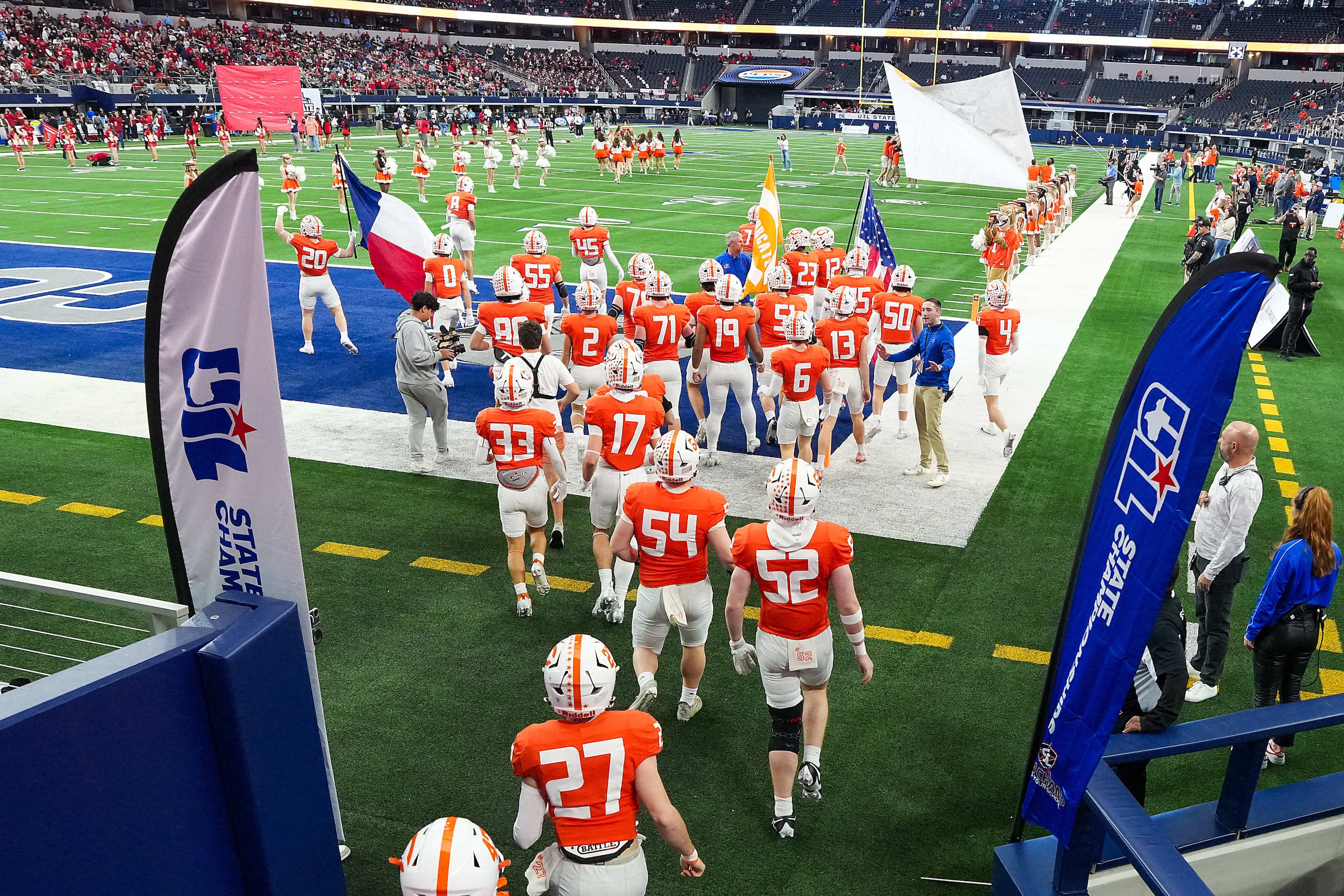 Celina players take the field for the Class 4A Division I state football championship game...