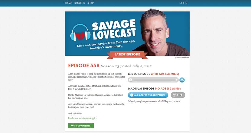 Savage Lovecast podcast website