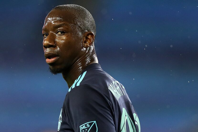 FOXBOROUGH, MASSACHUSETTS - APRIL 20: Bradley Wright-Phillips #99 of New York Red Bulls...