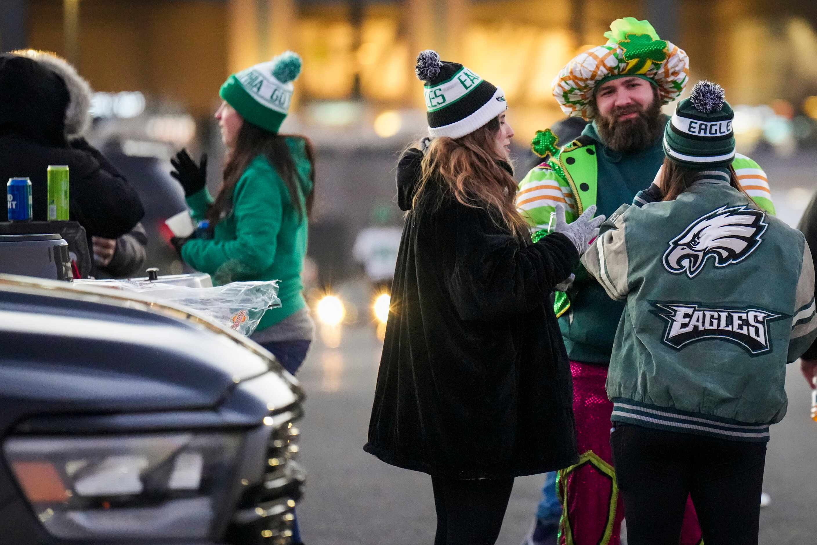 Philadelphia Eagles fans tailgate before an NFL football game against the Dallas Cowboys at...