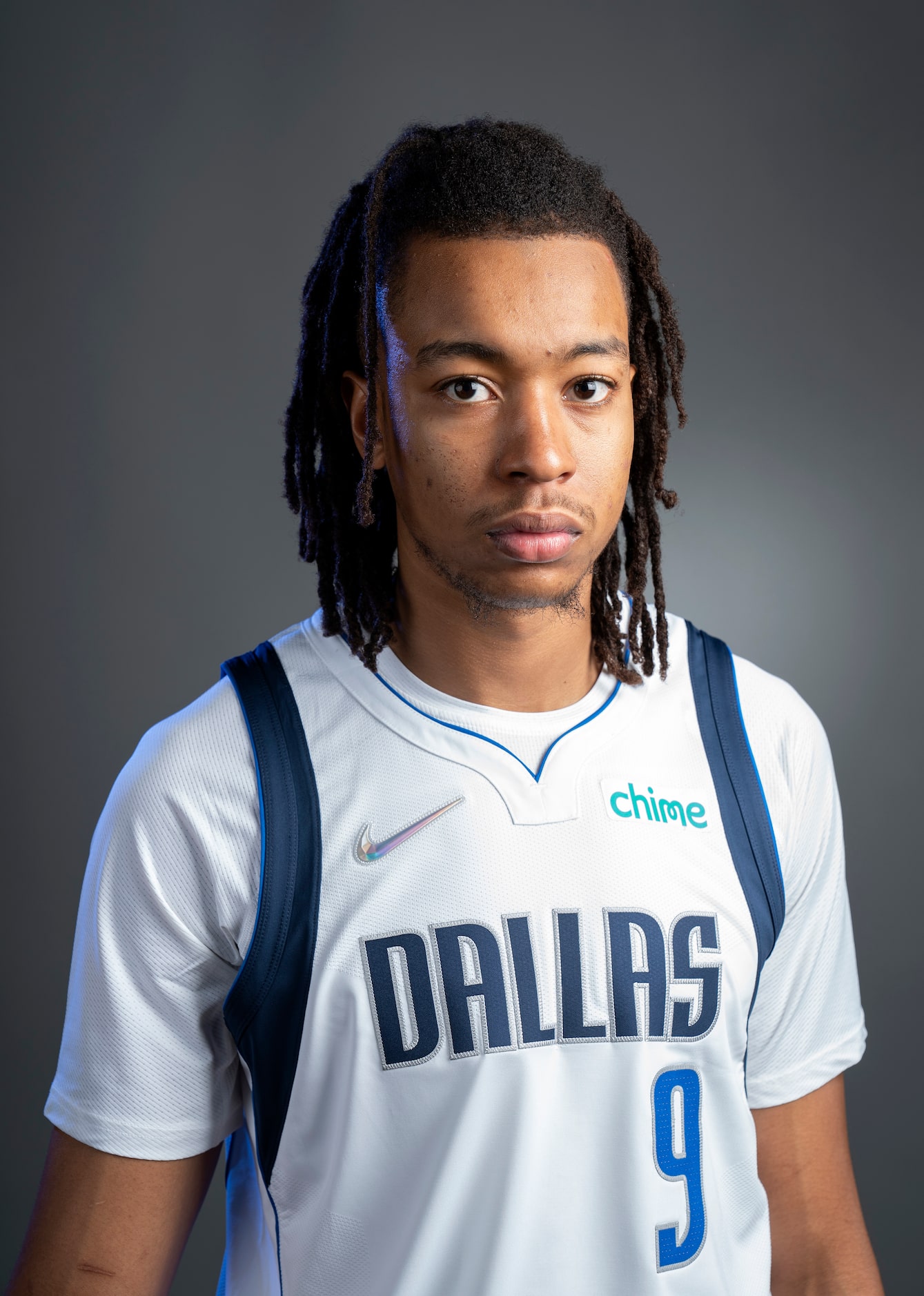 Dallas Mavericks center Moses Brown (9) poses for a portrait during the Dallas Mavericks...