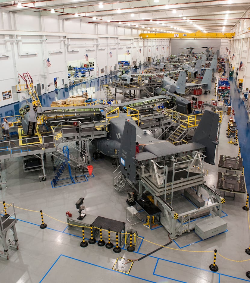 Fort Worth-based Bell Helicopter, with Boeing, makes the V-22 Osprey tilt-rotor aircraft for...