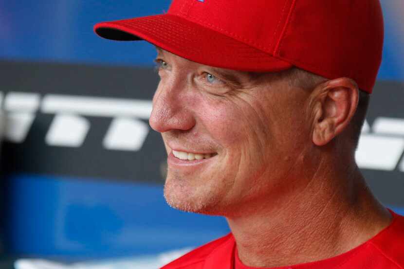 Texas Rangers manager Jeff Banister (28) is pictured during the Arizona Diamondbacks vs. the...