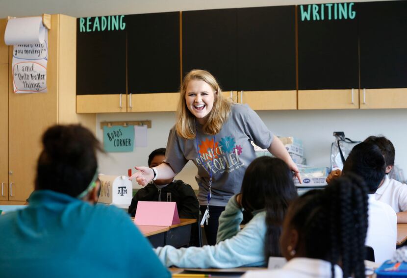 Caroline Rodgers teaches during her 6th-grade class at Carolyn G. Bukhair Elementary School...