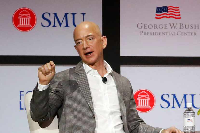 Jeff Bezos at the George W. Bush Presidential Center's Forum on Leadership in Dallas in April.