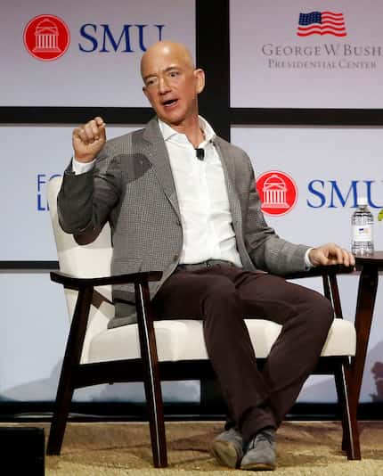 Jeff Bezos at the George W. Bush Presidential Center's Forum on Leadership in Dallas in April.