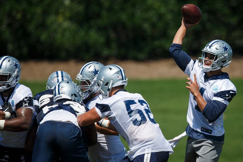 Dallas Cowboys quarterback Dak Prescott (4) throws a pass during the third and final round...