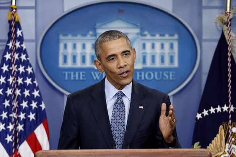 Barack Obama habla durante su última conferencia de prensa como presidente el miércoles en...