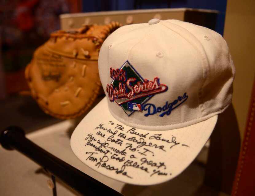 
A 1988 World Series Dodgers hat autographed by Tommy Lasorda to George H.W. Bush.
