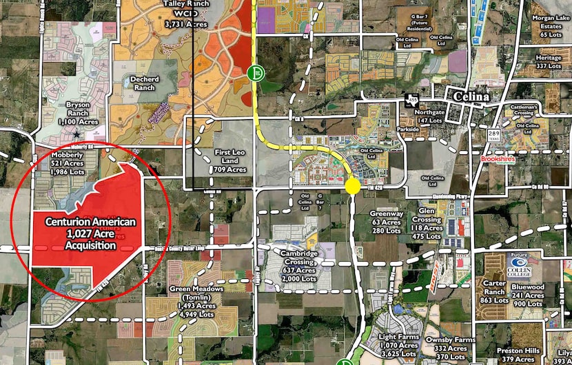 The just-acquired land is west of Celina.