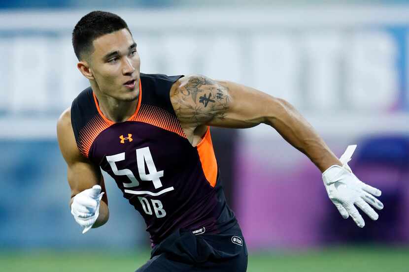 INDIANAPOLIS, IN - MARCH 04: Defensive back Taylor Rapp of Washington works out during day...