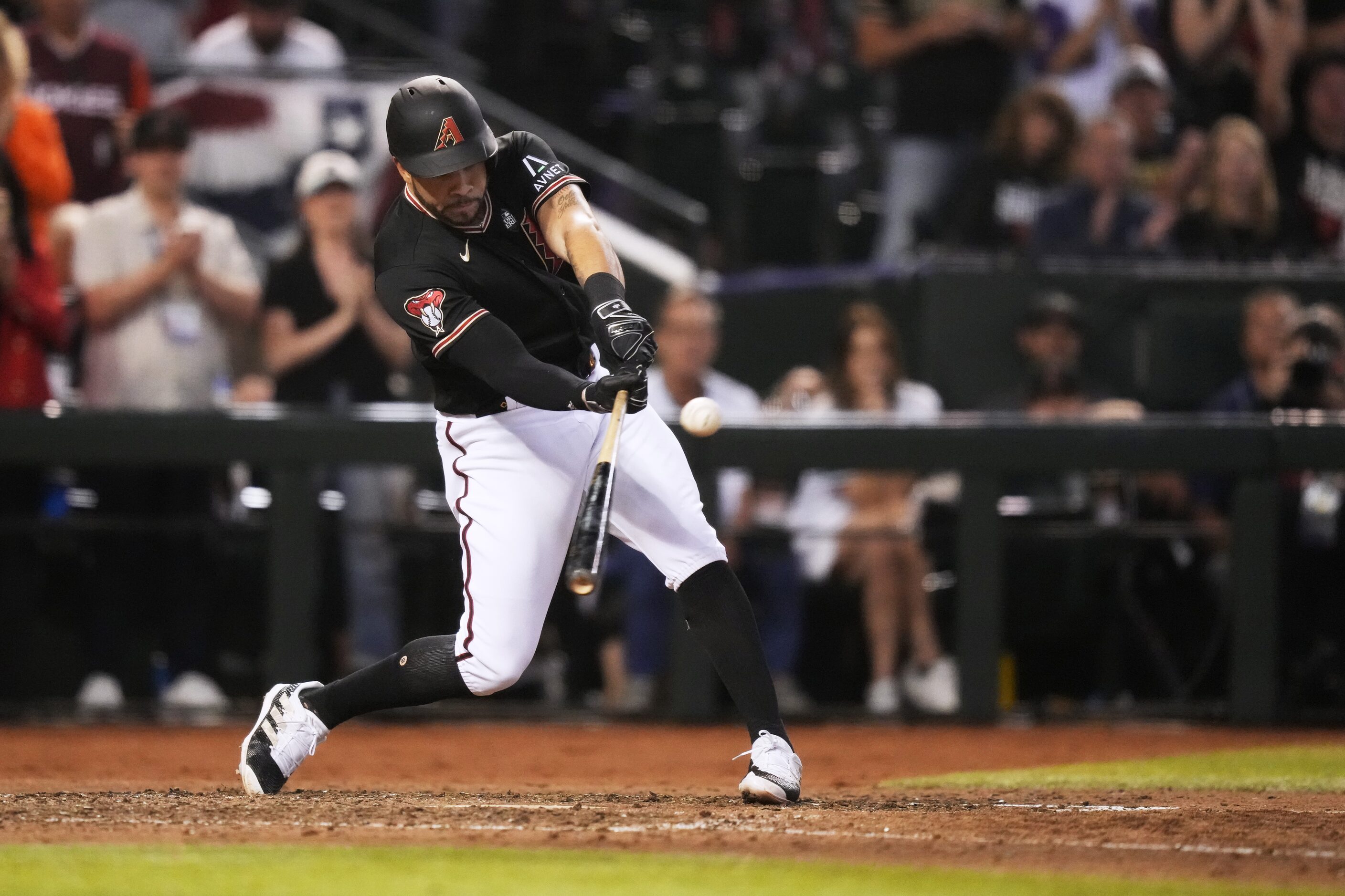 Arizona Diamondbacks left fielder Tommy Pham connects for sacrifice fly, scoring Corbin...