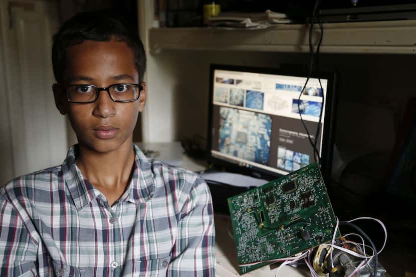  Former Irving MacArthur High School student Ahmed Mohamed, 14, was arrested and...