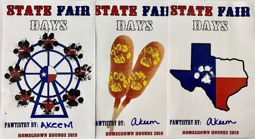 Dogs can create State Fair of Texas-themed paw paintings through Oct. 20.