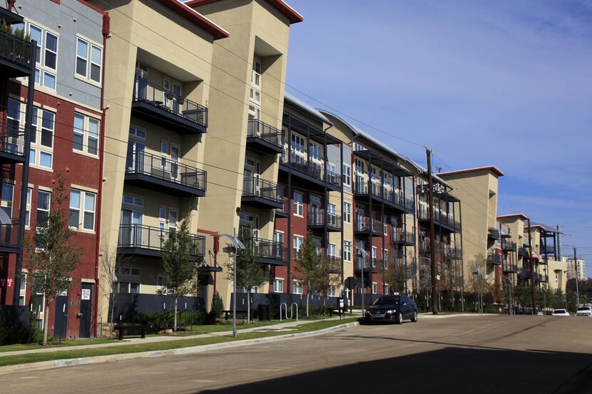 The Alta Design District apartments are on Inspiration Drive at Stemmons Freeway.