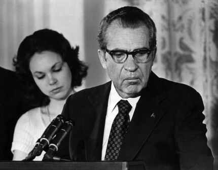 In August 1974, President Richard M. Nixon said  an emotional goodbye to his Cabinet and...