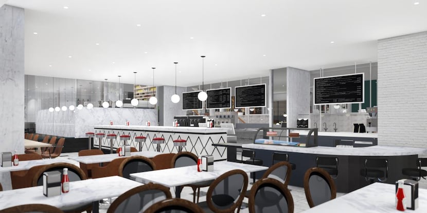 
A ground-floor diner, shown in a rendering, will operate 24 hours a day.
