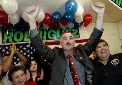 In this file photo, former Democratic Rep. Ciro Rodriguez celebrates after winning a runoff...