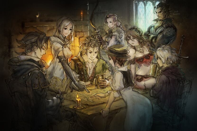 Artwork from the video game 'Octopath Traveler' on the Nintendo Switch.