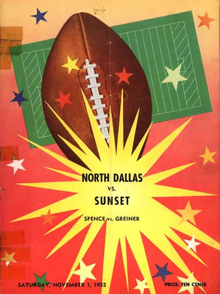 North Dallas vs. Sunset program cover. The program cost 10 cents.