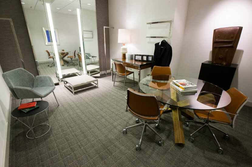 A fitting room for custom made suits inside a new Neiman Marcus store on Wednesday, February...