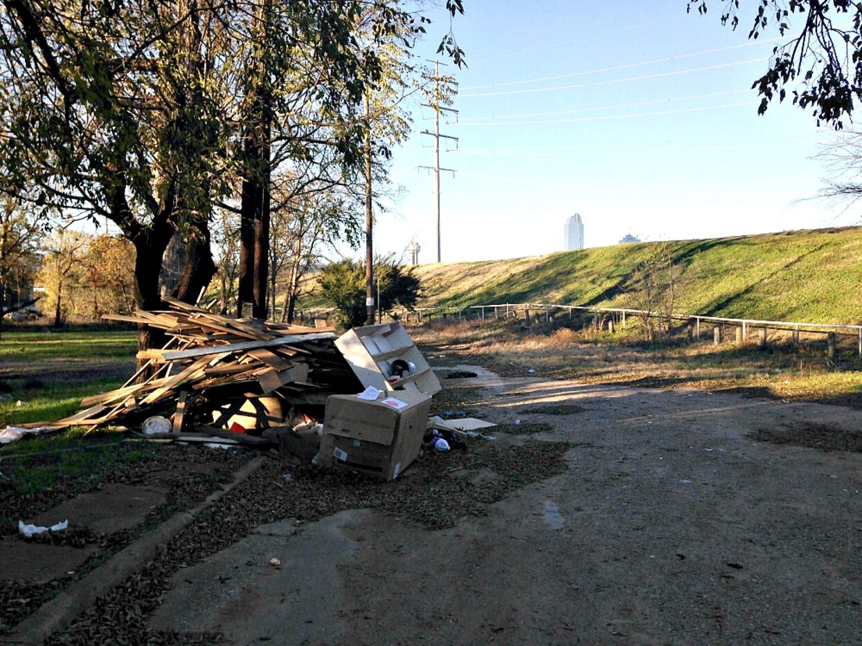 This is what happens to Millard Street as you approach the Trinity River levee.