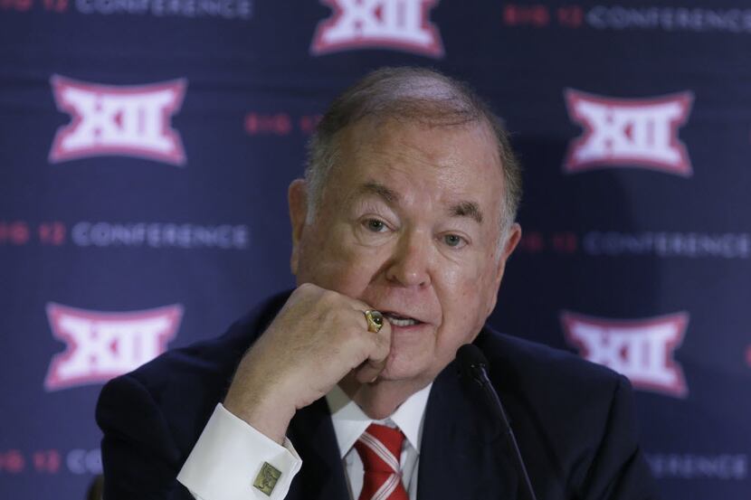 University of Oklahoma President David Boren speak to reporters after the second day of the...
