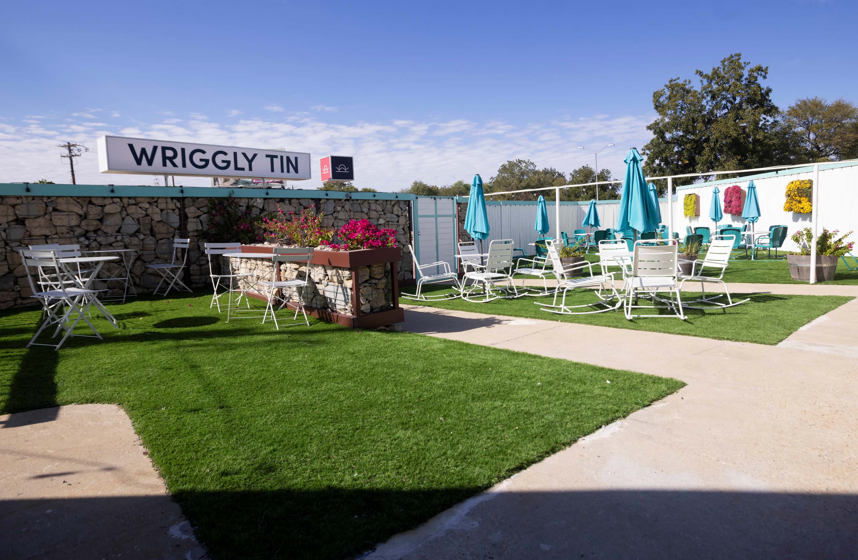 The outdoor patio at Wriggly Tin, a new bar near Fair Park, in Dallas on Monday, Oct. 30,...