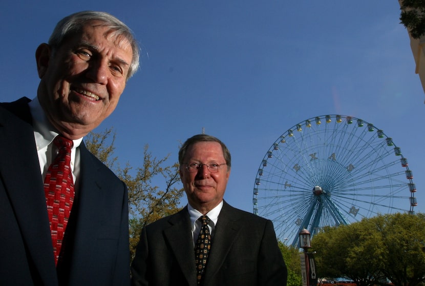 Pete Schenkel (left) stood near the Ferris wheel at the State Fair grounds in 2003 as he was...