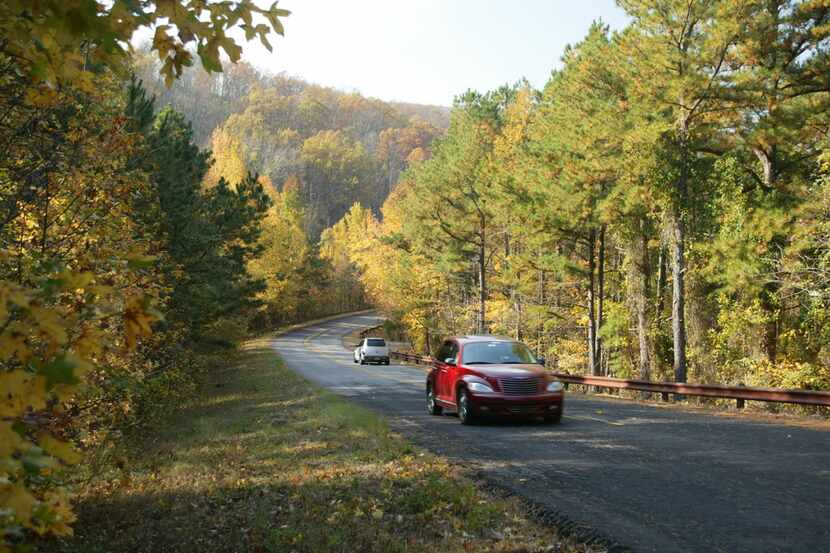 The Talimena National Scenic Byway in southeastern Oklahoma is 54 miles long and shows great...