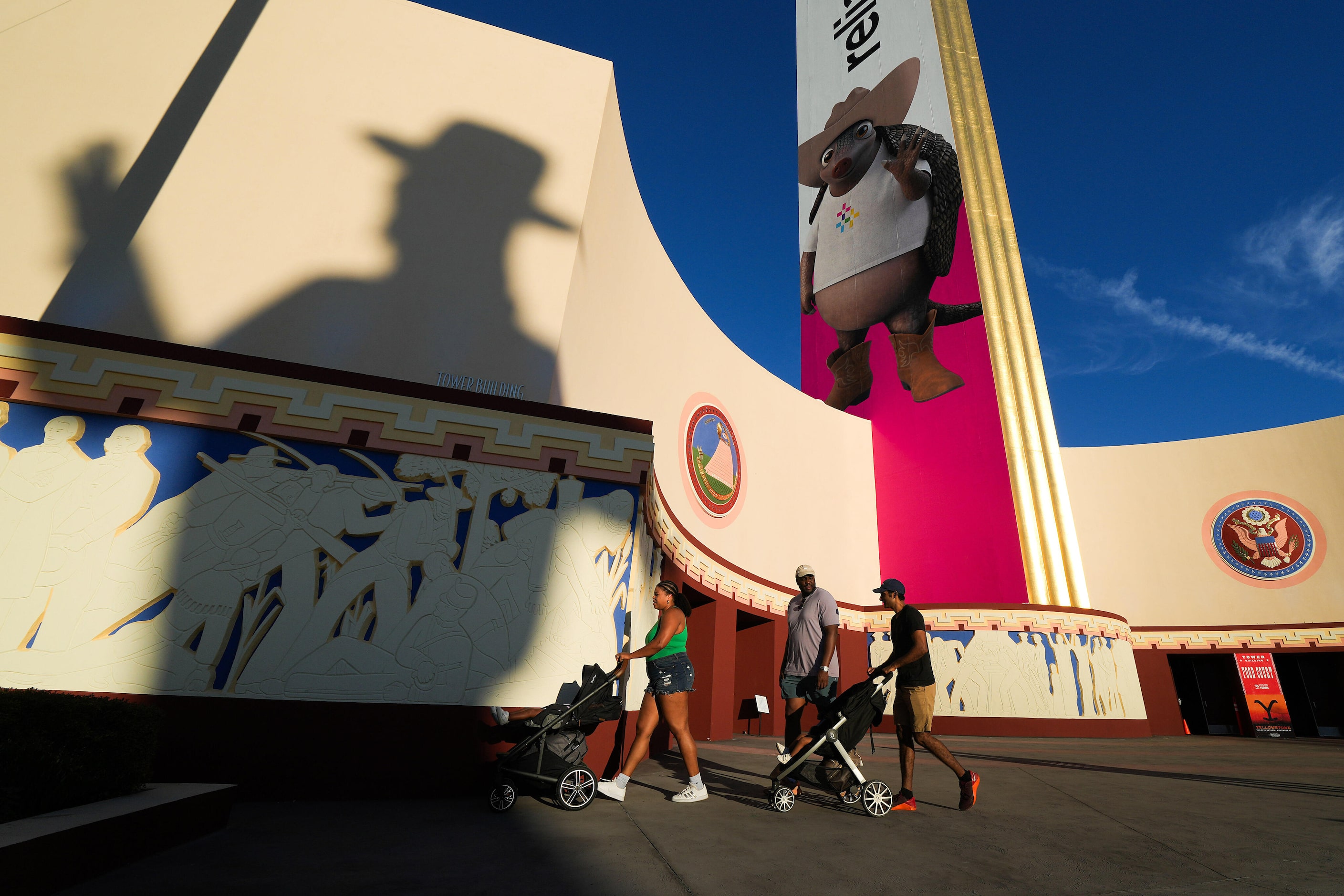 Big Tex casts a shadow on the Tower Building at the State Fair of Texas on Sunday, Sept. 29,...