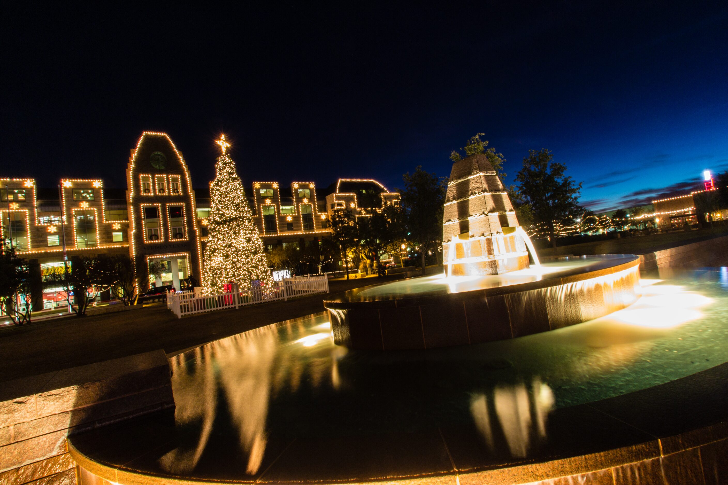 Simpson Plaza in Frisco captured during the holidays by Bobby Lajoie.