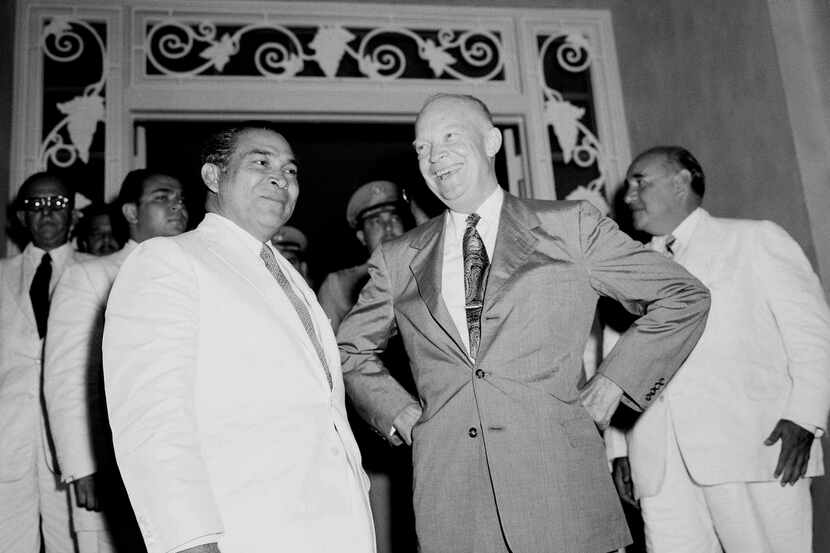 
President Dwight Eisenhower and Cuban President Fulgencio Batista met in Panama in July...