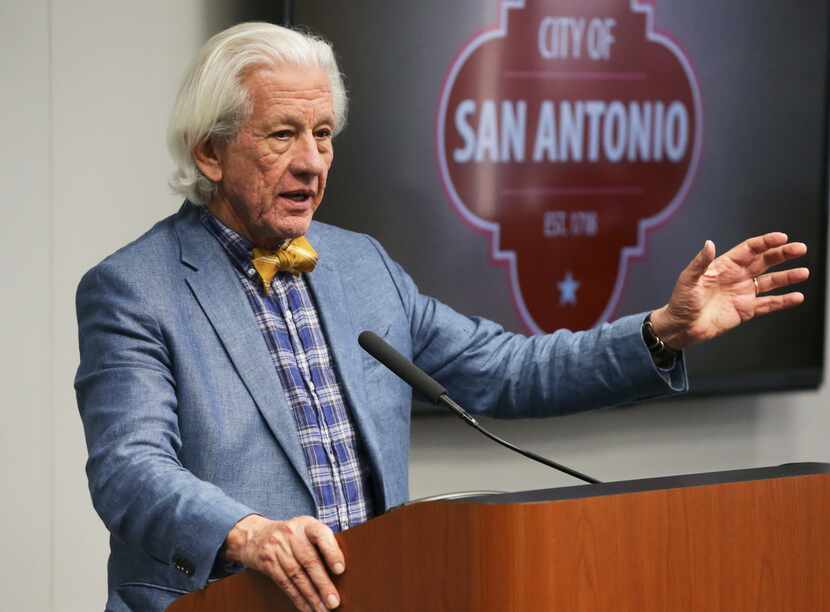 Lionel Sosa, shown speaking at his hometown's city council in a 2018 San Antonio...