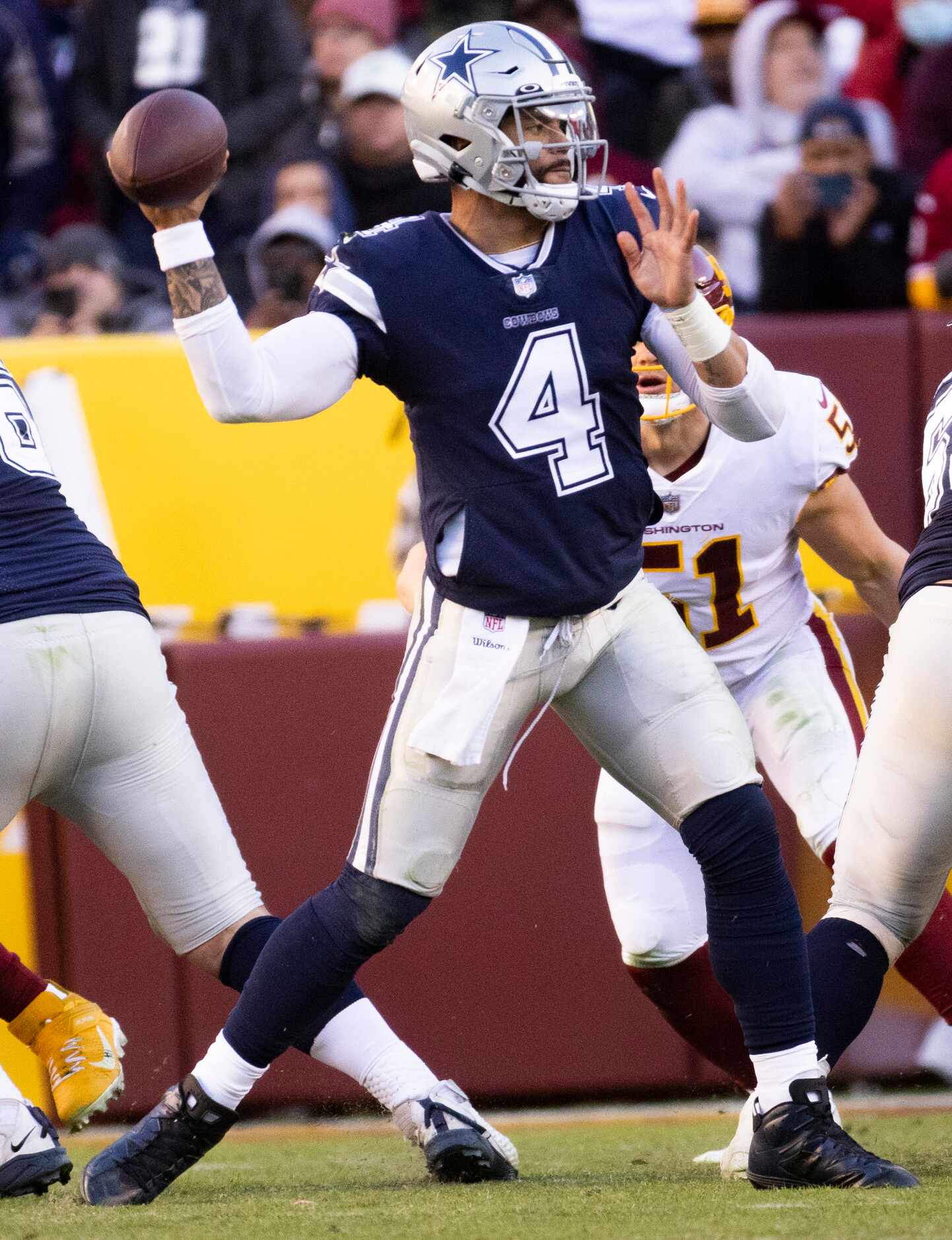 Dallas Cowboys quarterback Dak Prescott (4) prepares to throw the ball during the third...