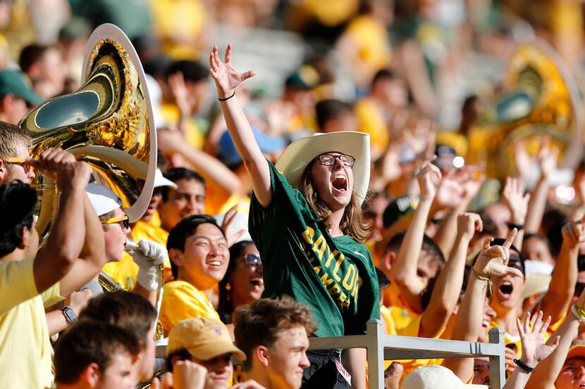Baylor Bears fans cheer for their team as they play against Iowa State Cyclones during the...