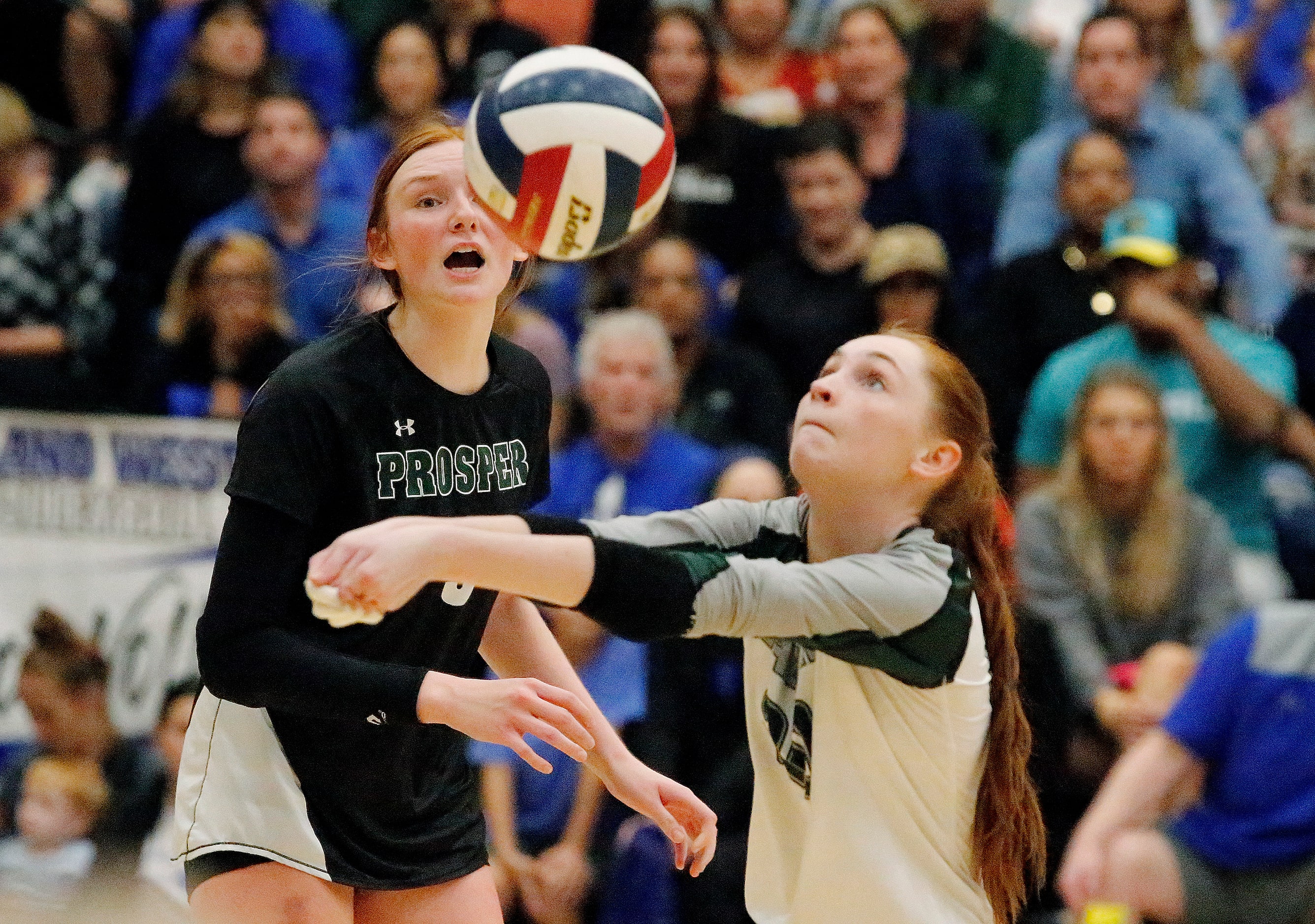 Prosper High School liber Sophie Bridges (20) makes a pass during game three as Plano West...