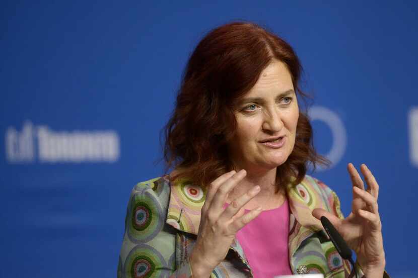 Author Emma Donoghue speaks during the press conference for "Room" at the 2015 Toronto...