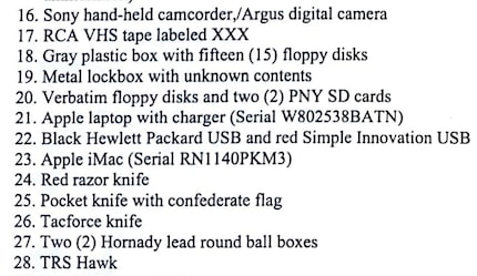 Authorities detailed some of the items they seized from David Hawkins' home.