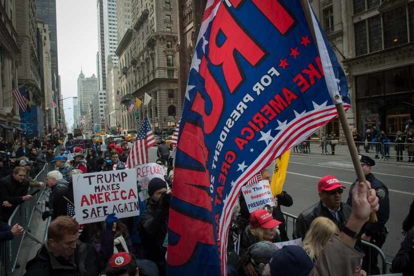 Trump supporters recently at Trump Tower in New York. (Bryan R. Smith/AFP/Getty Images)