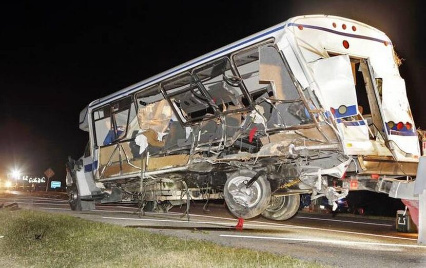 
A wrecker removed the North Central Texas College team bus from the accident scene just...