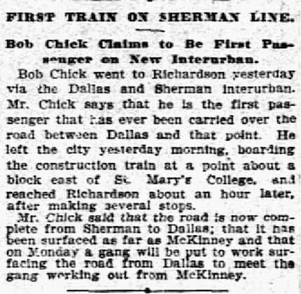 "First train on Sherman Line" published on April 17, 1908.