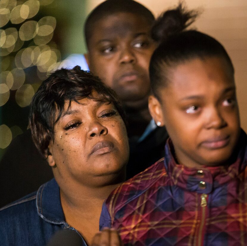 Jacqueline Craig (left) listened as her 19-year-old daughter Brea Hymond addressed the media...