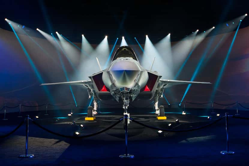 A variant of the F-35 Lightning II fighter jet assembled in Fort Worth and, in this case,...