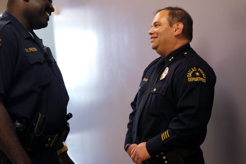 Charles Cato (right), longtime first assistant chief is Dallas, is the chief in Mesquite...